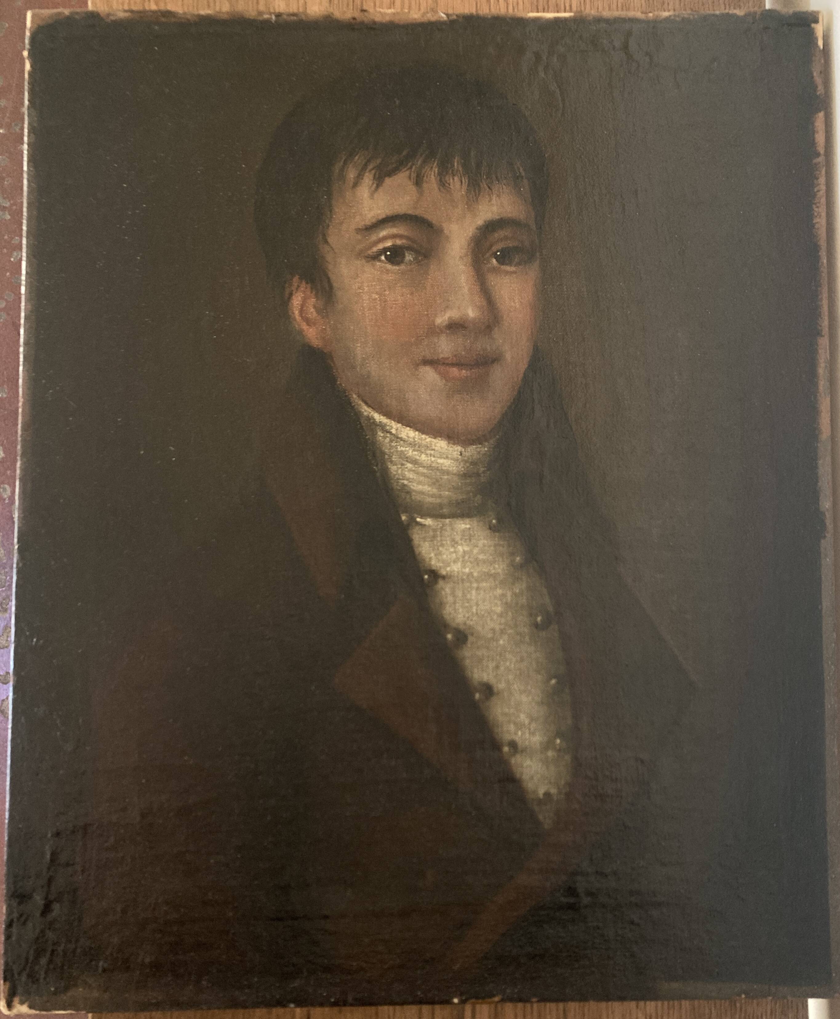 Portrait of a young man from the late 18th century, Directoire period, oil on canvas