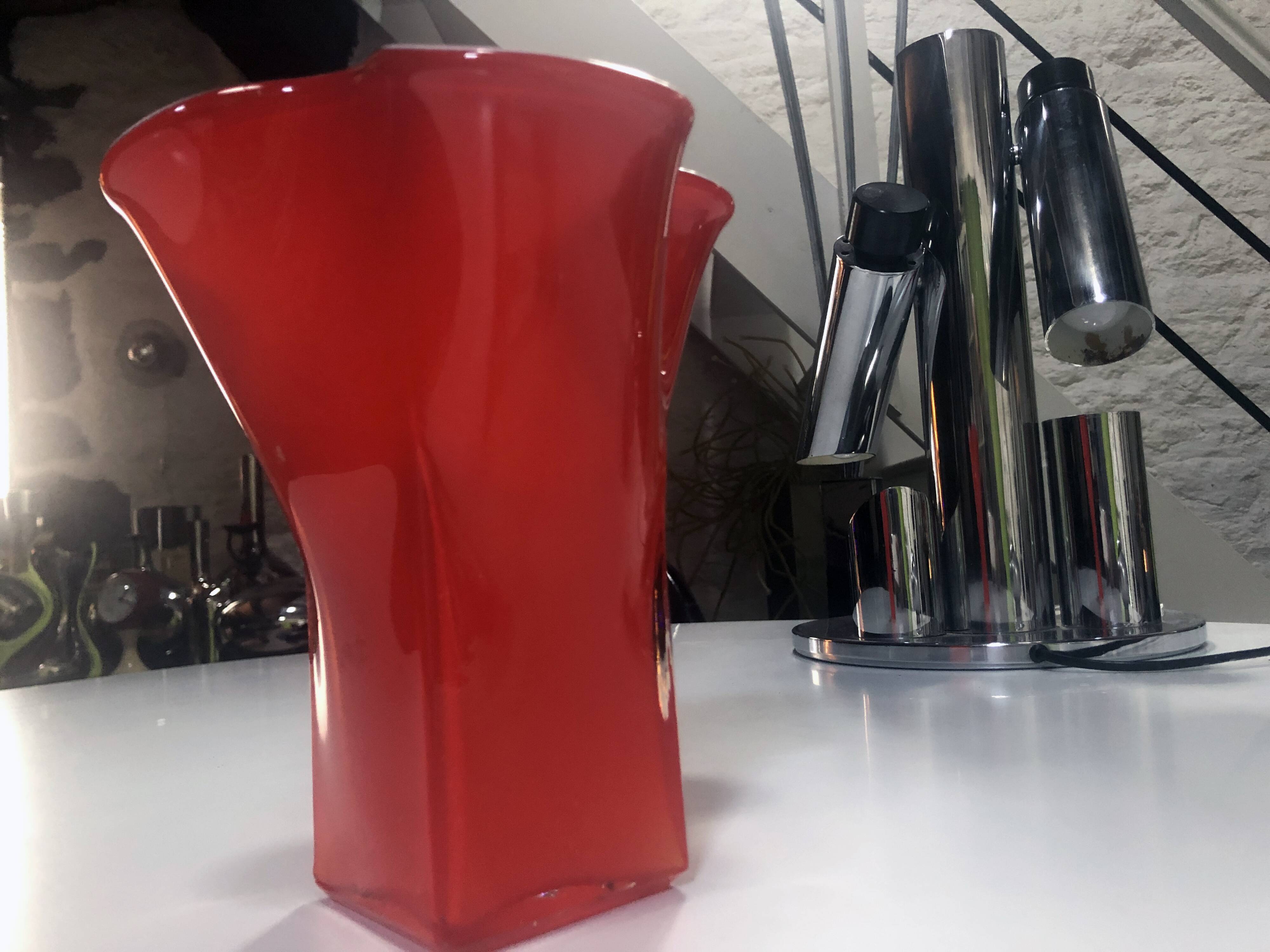 Vintage Handkerchief Vase • Incamiciato • Murano Glass • 1960