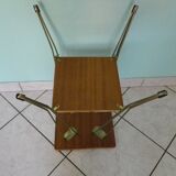 Formica side shelf, 2 shelves, gold metal - 60s