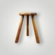 Brutalist tripod stool in solid wood, signed Gilson – 1950s