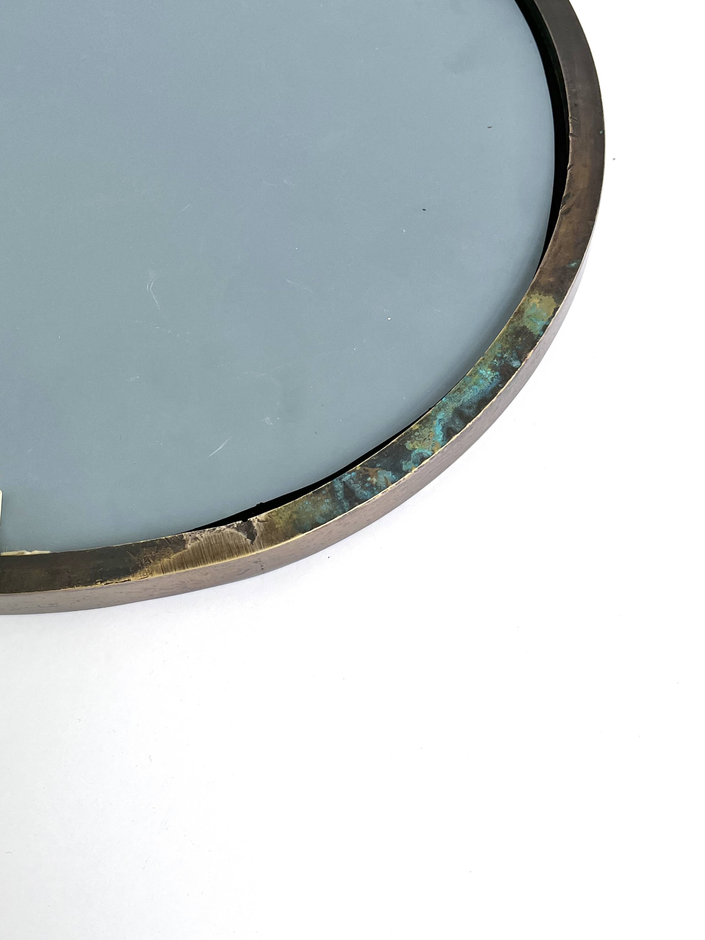 Oval Patinated Bronze Mirror 1950