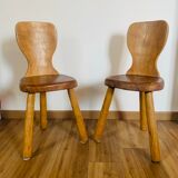 Pair of brutalist tripod chairs
