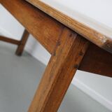 Grande table à manger rustique française du XIXe siècle en orme et chêne