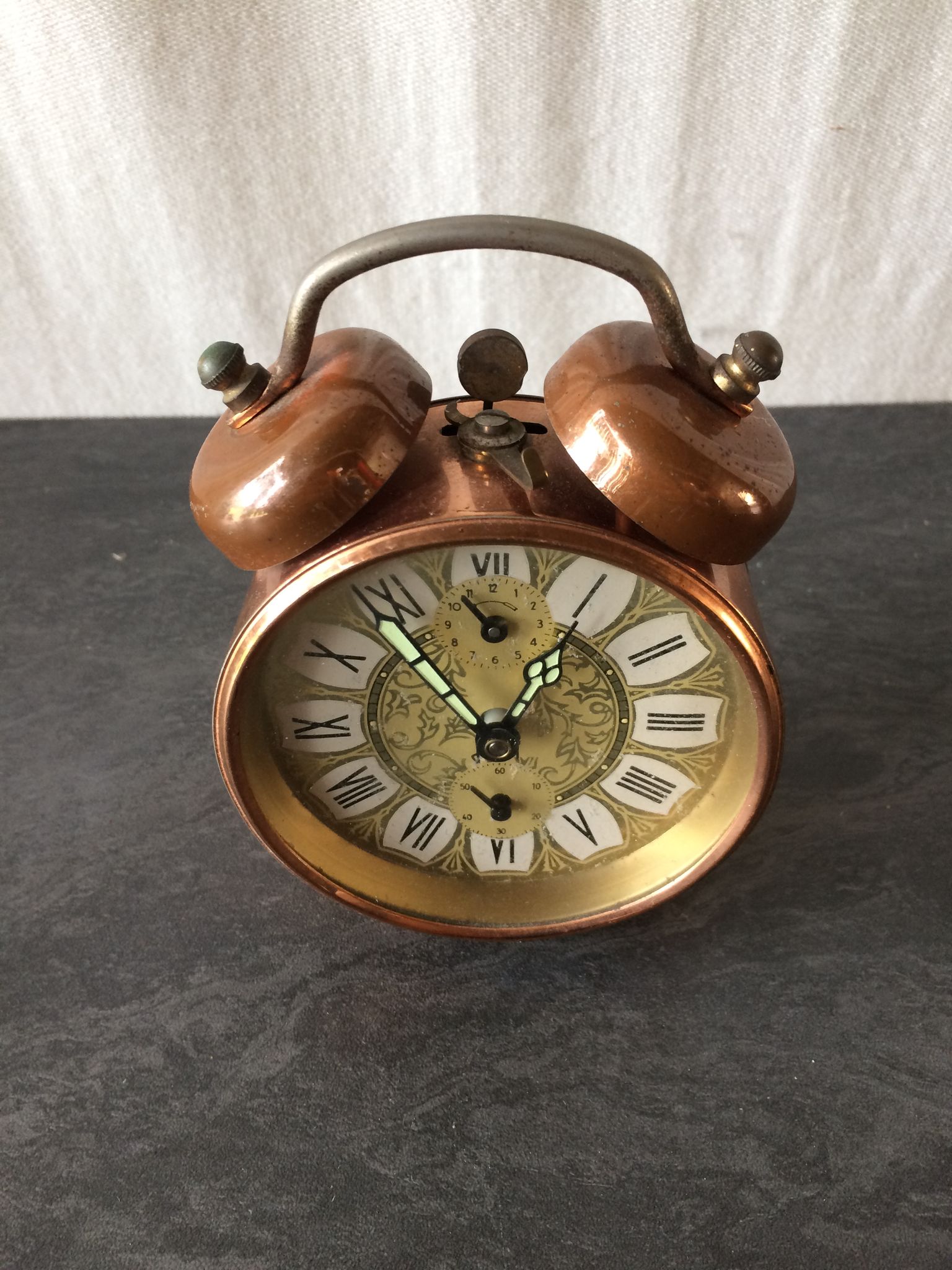 Réveil Japy cuivre décoration années 70 vintage