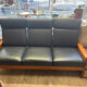 Scandinavian bench in solid teak and faux leather 1970