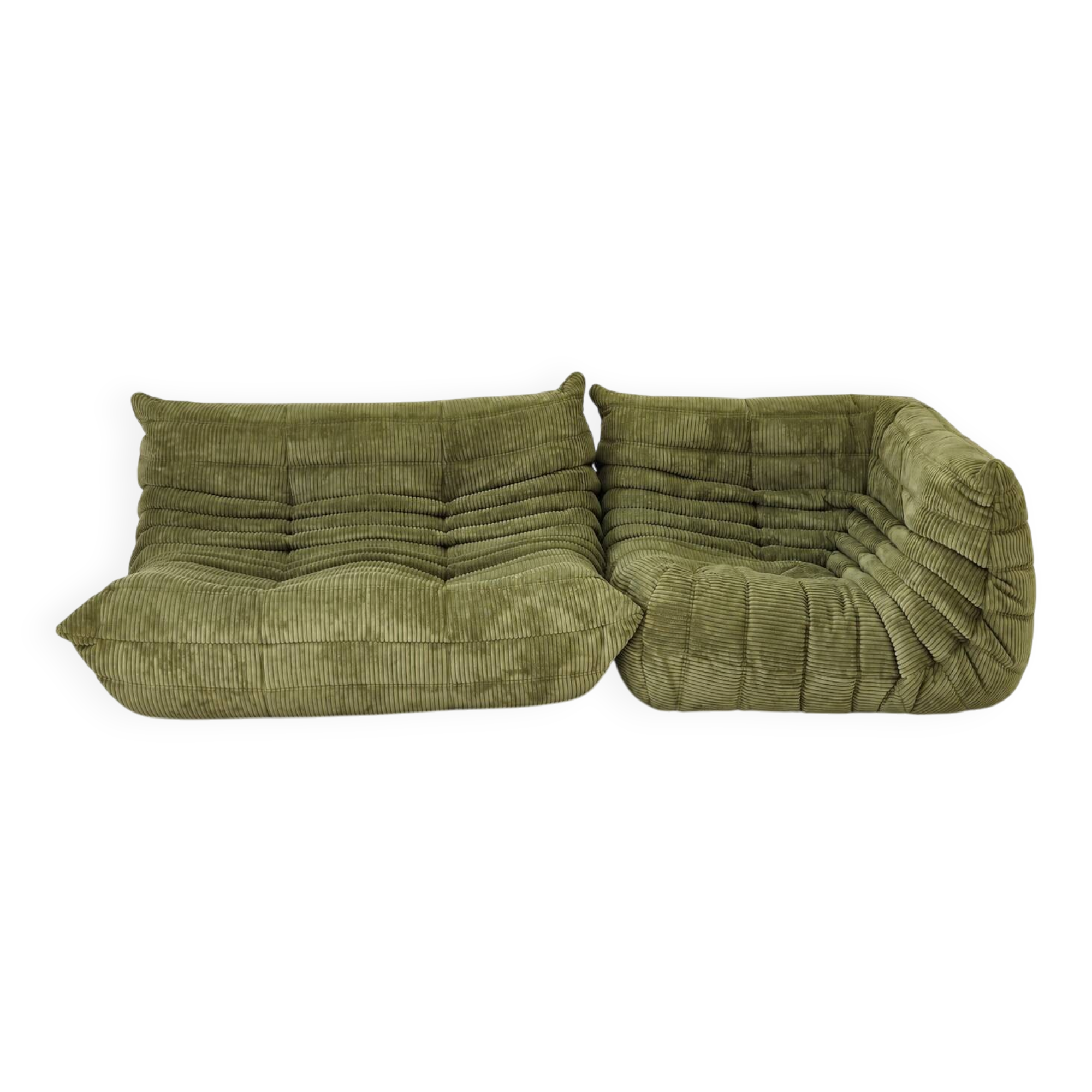 Michel Ducaroy for Ligne Roset Olive Togo 2-seat Sofa and corner seat, Set of 2