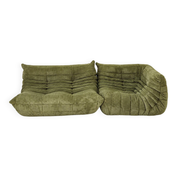 Michel Ducaroy for Ligne Roset Olive Togo 2-seat Sofa and corner seat, Set of 2
