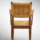 Pair of armchairs in braided raffia, Audoux Minet, 1950