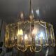Vintage chandelier brass glass