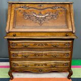 Liège secretary in carved oak in Regency style.