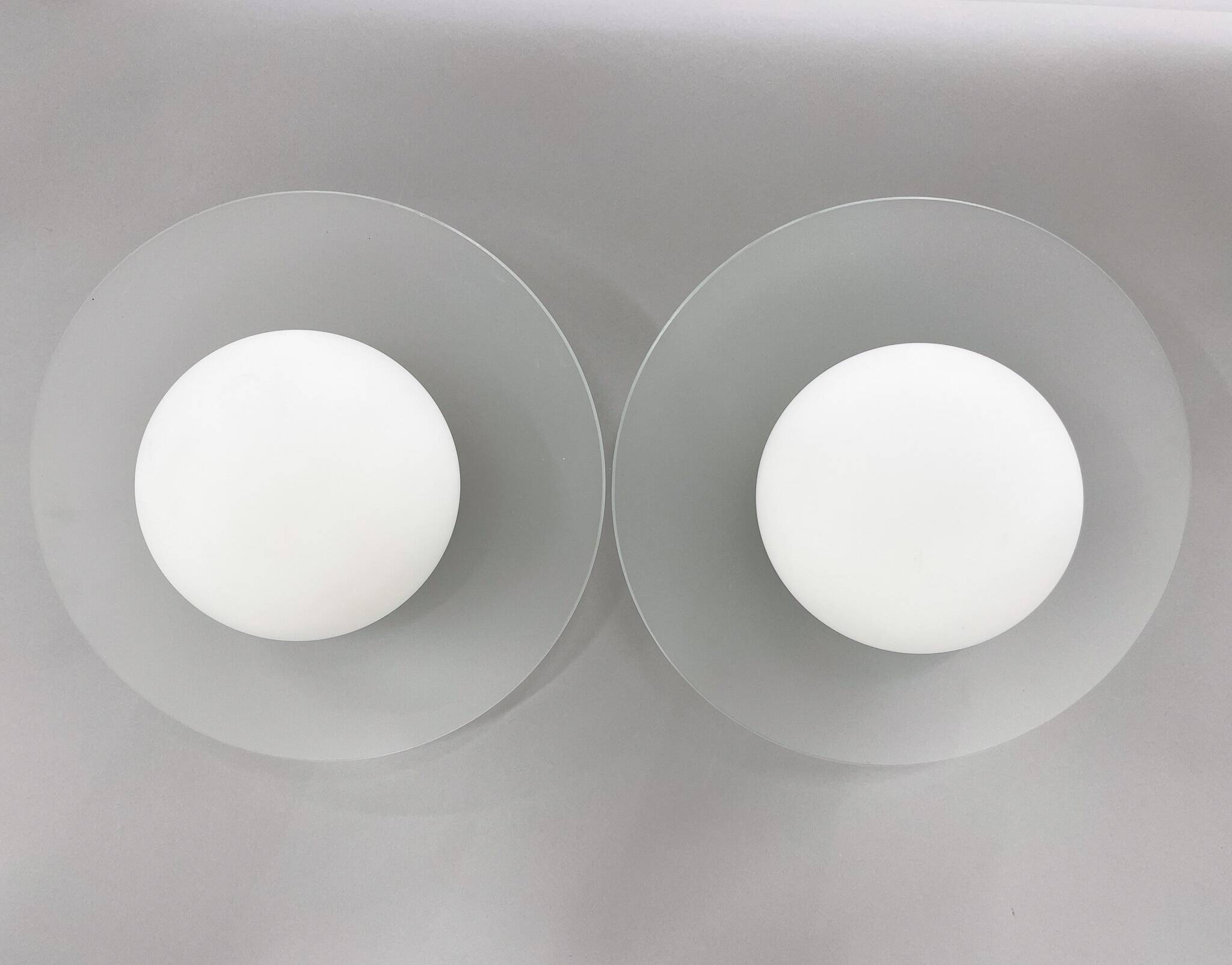 Pair of Space Age Glass & Ceramic Ceiling Lights, 1950's