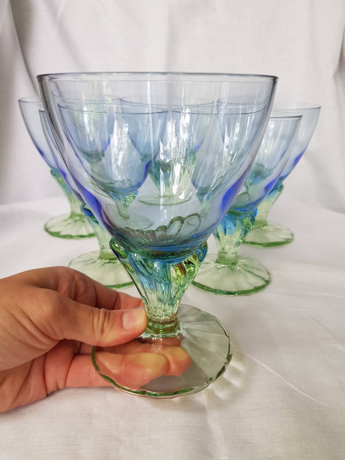 Set de 6 grands verres à eau Bormioli Rocco Bahia bleu vert