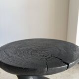 Solid wood (monoxyl) side table, organic shape, black color