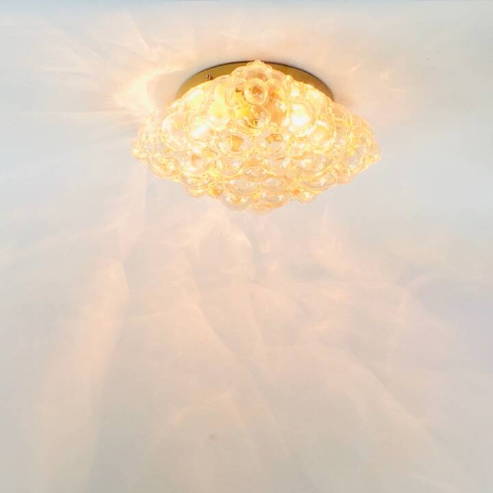 Large Amber Bubble Glass Ceiling Light/Flush Mount by Helena Tynell for Limburg, Germany, 1960s