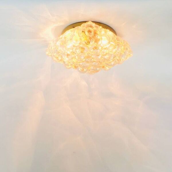 Grand plafonnier en verre bulle d'ambre par Helena Tynell pour Limburg, Allemagne, années 1960.