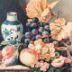 Reproduction nature morte avec cadre doré
