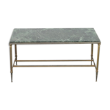 Green marble coffee table and vintage brass gold metal 60