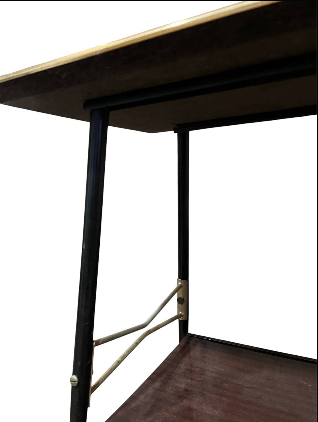 Dark wood serving trolley, 1950