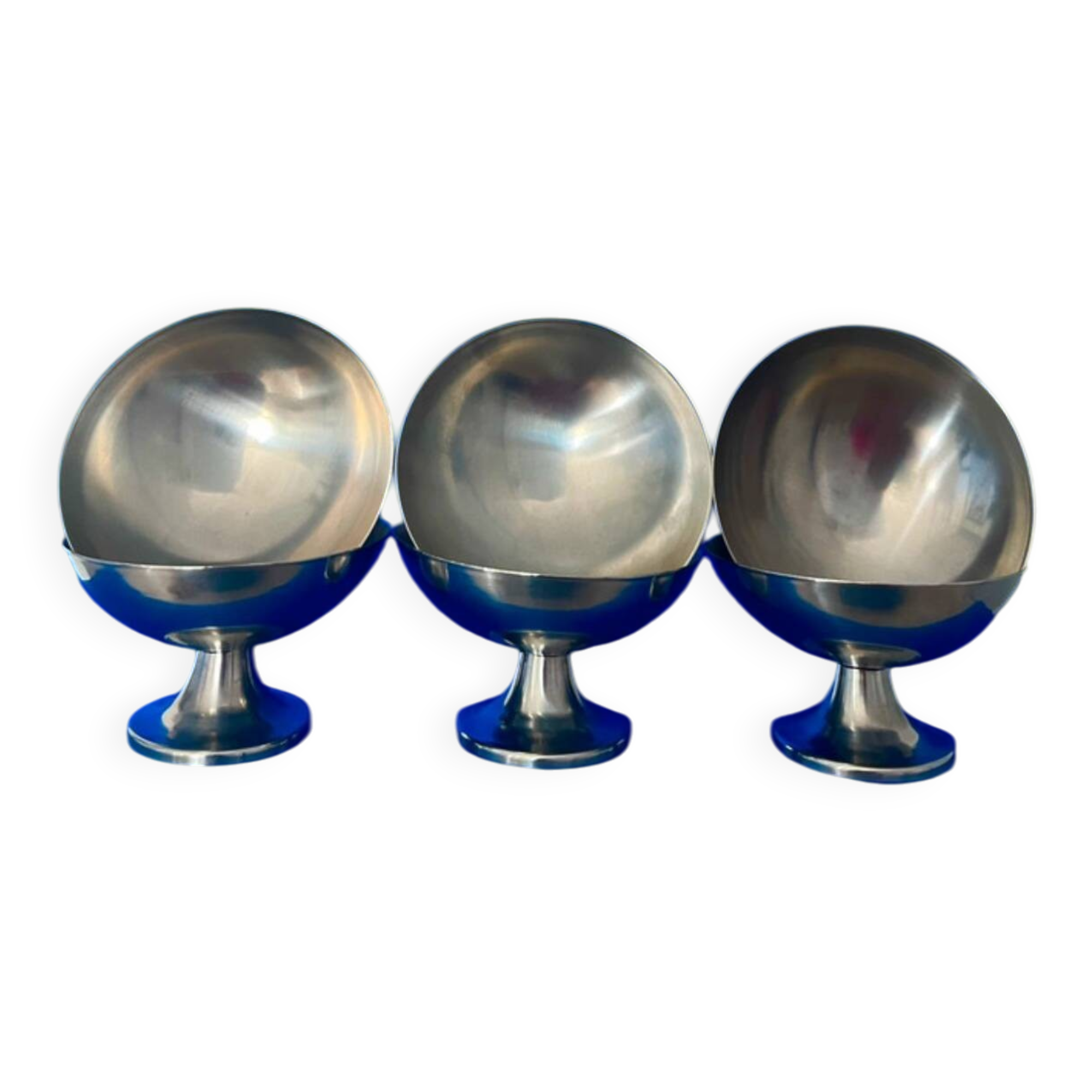 Set of 6 vintage stainless steel ice cream cups