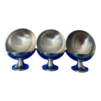 Set of 6 vintage stainless steel ice cream cups