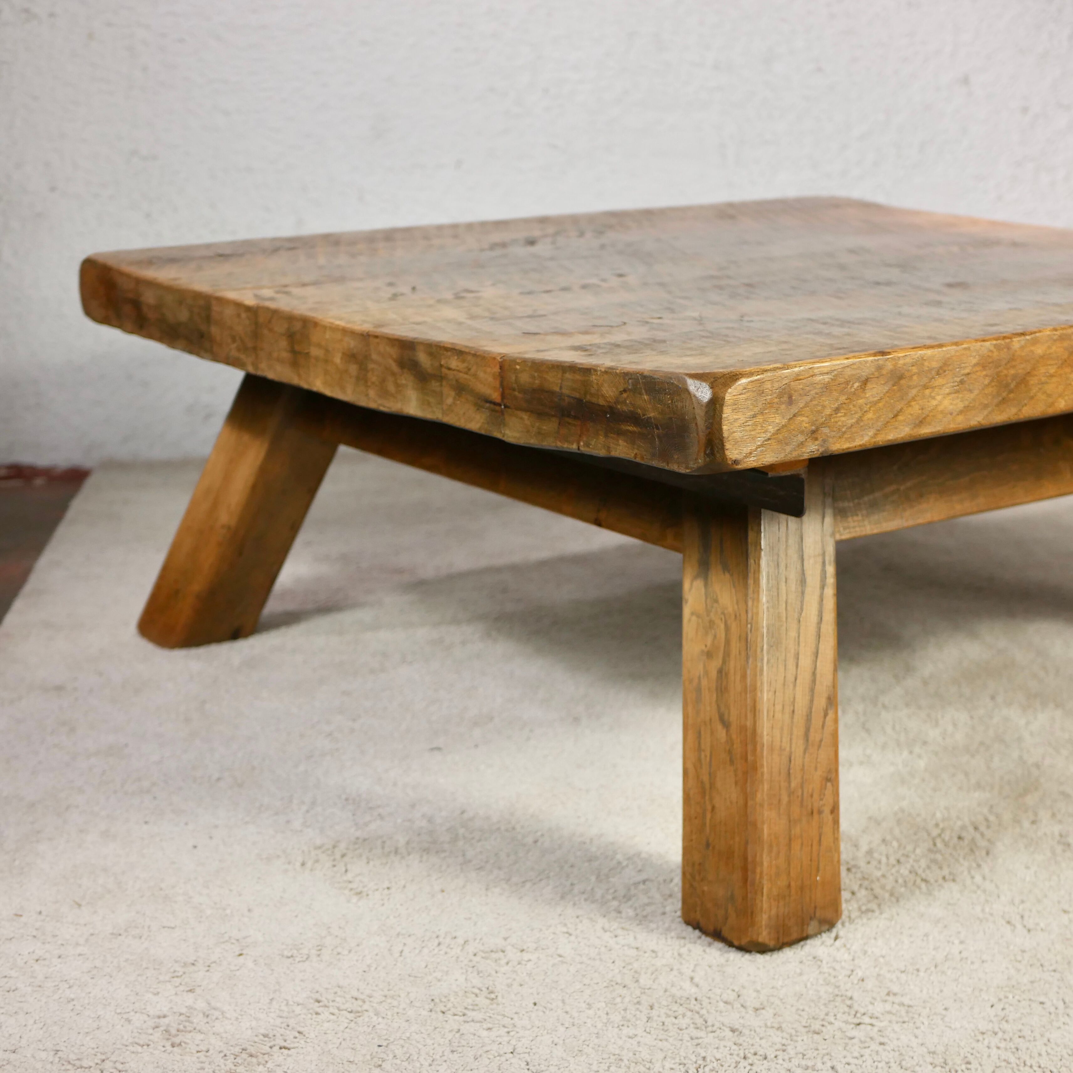 Brutalist solid oak coffee table