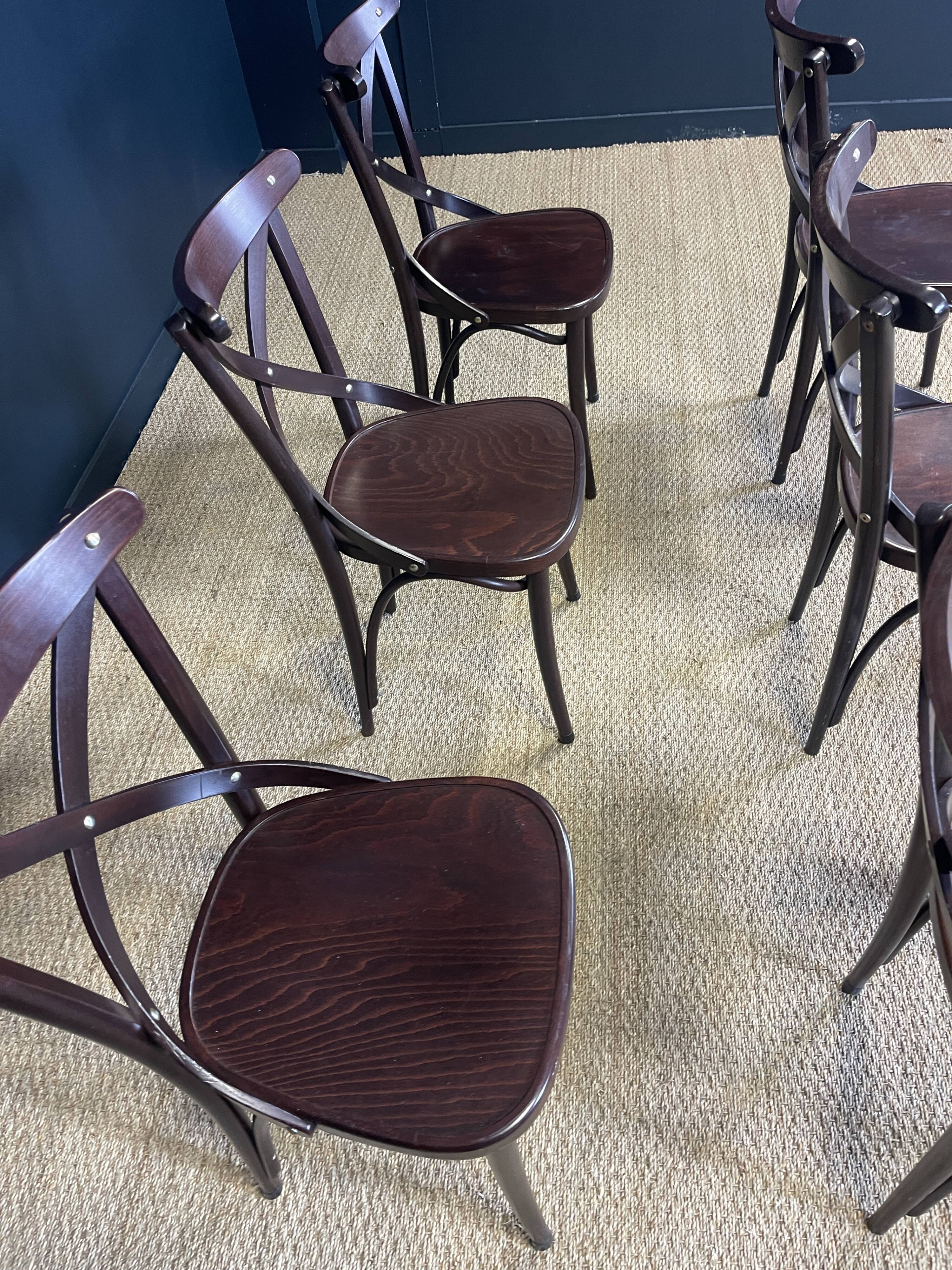 Set of 6 bistro chairs, josephine model, dark wood