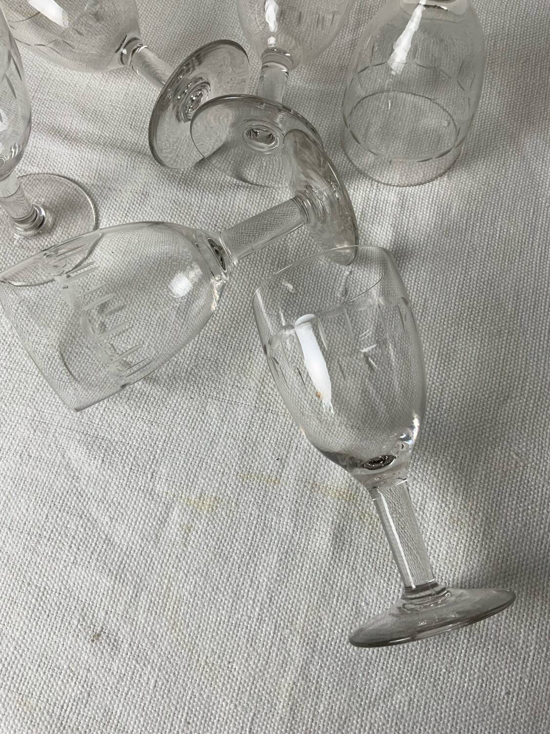 6 antique stemmed glasses