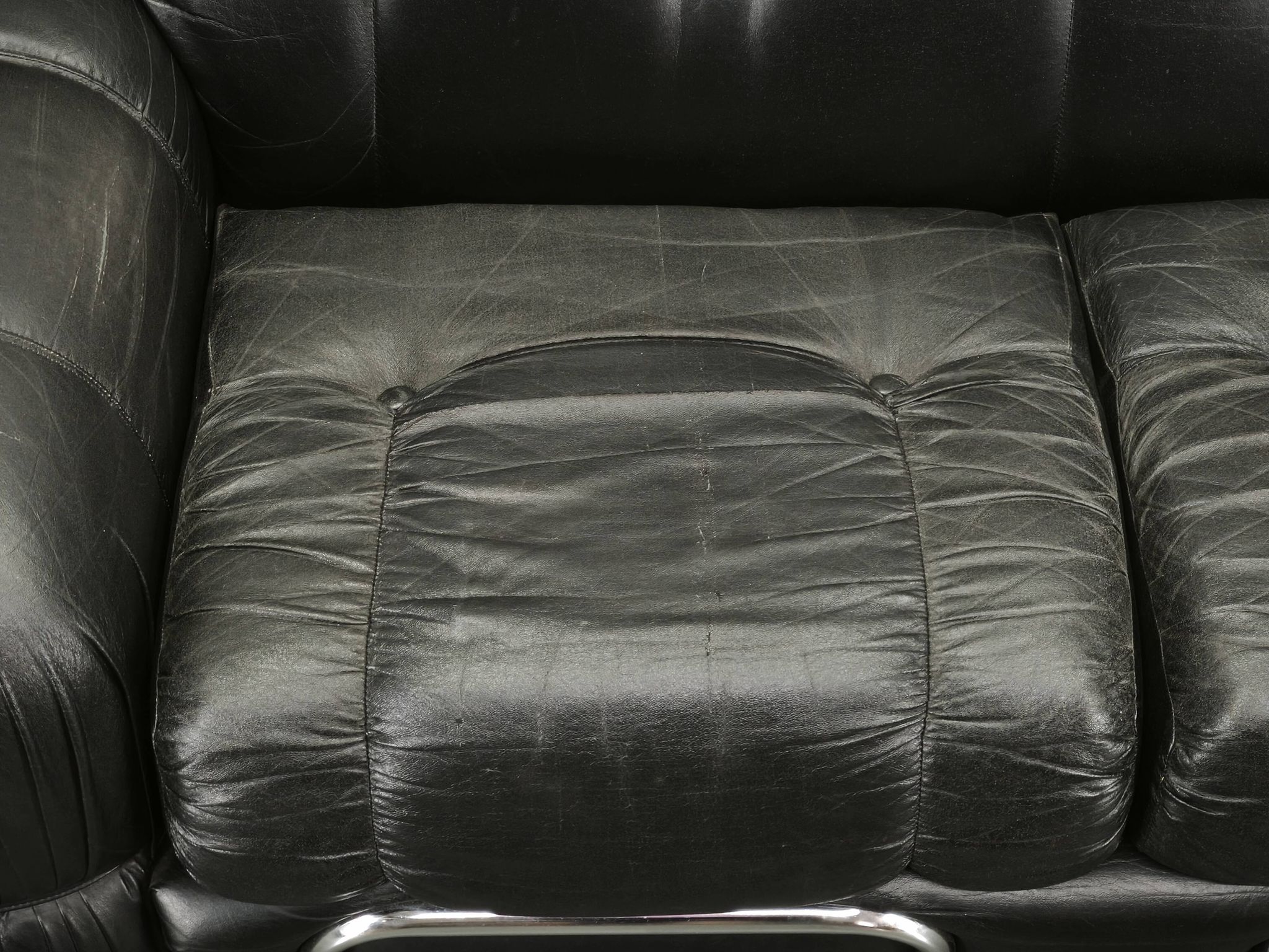 1970s Italian Two-Seat Sofa by Adriano Piazzesi in Chrome and Leatherette