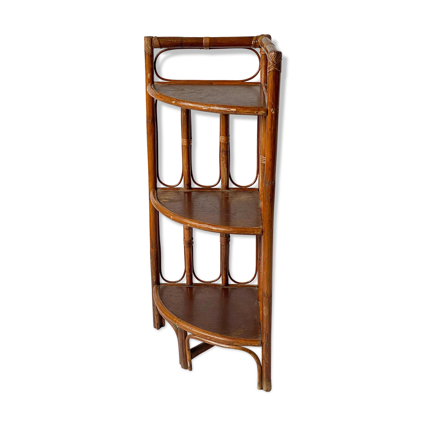 Rattan angle shelves