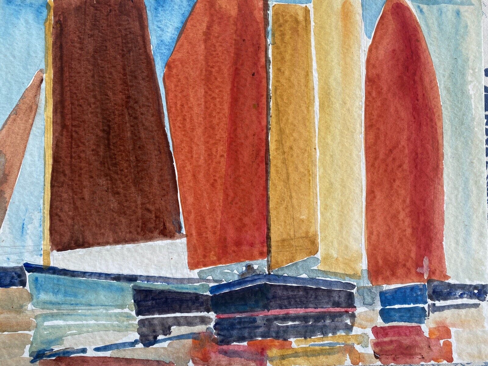 Painting "the sails" by jean-francois devaliere (1926-2021)