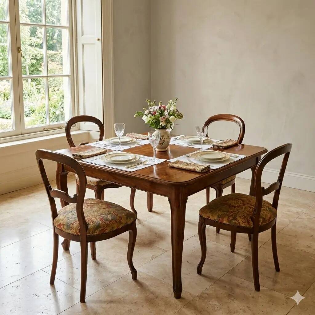 Antique Louis-Philippe walnut chairs, Italy, 19th century
