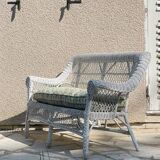 Vintage rattan kids garden bench