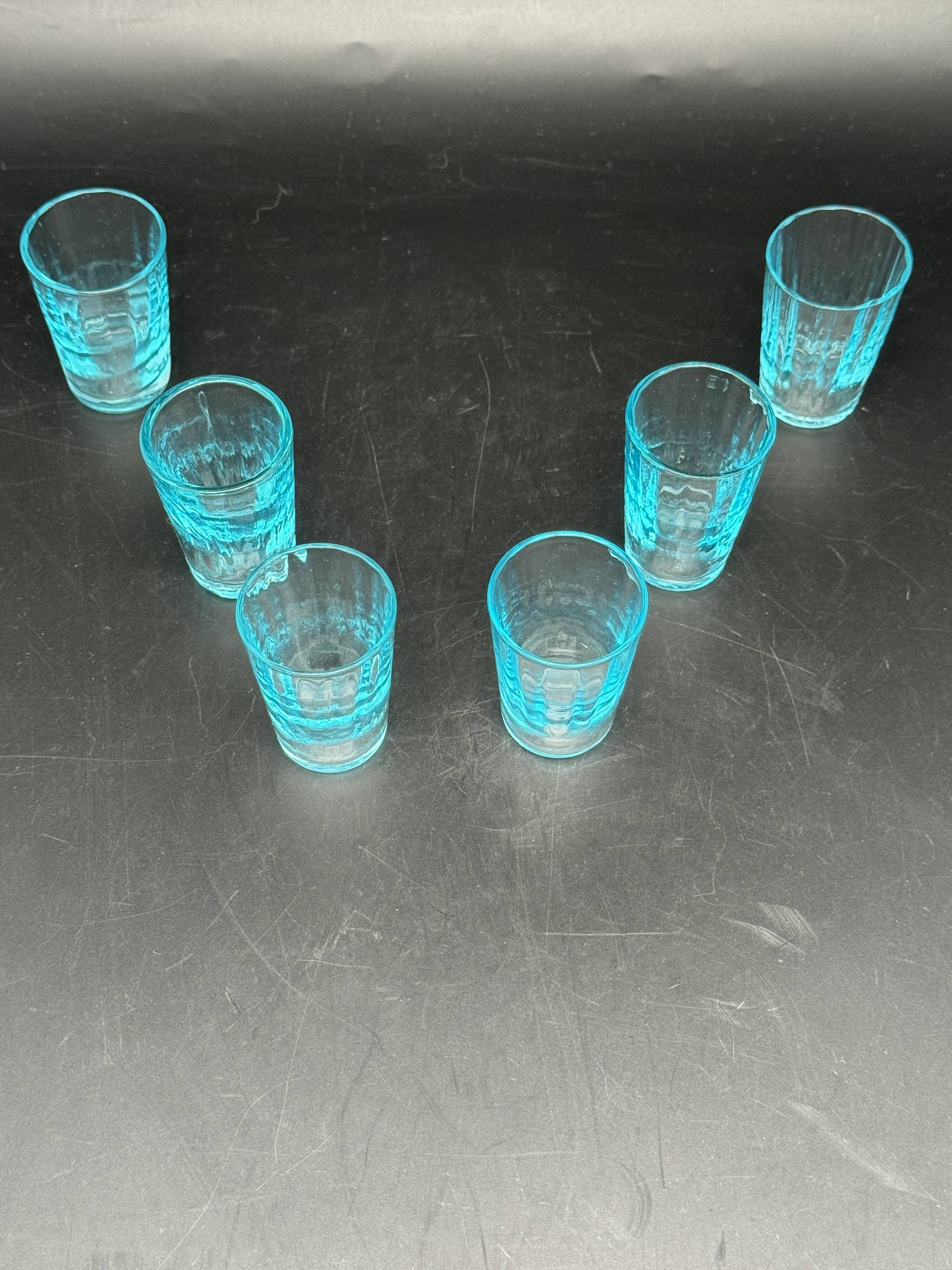 Sky blue glass shot glasses