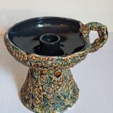 Pair of vintage Vanoise honey foam ceramic candlesticks