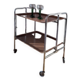 Chrome metal serving trolley