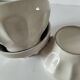 Trio de bols de ferme beige facetté & intérieur blanc