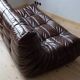 Togo 3-seater sofa in shiny brown leather