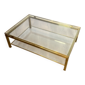 Modernist coffee table in brass and glass tops by Guy Lefèvre for Maison Jansen.