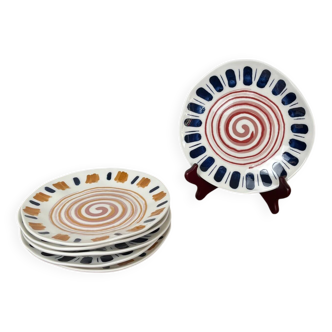 Set of 6 modern H&H dessert plates, Boho model, Italy