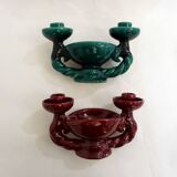 Pair of earthenware candlesticks