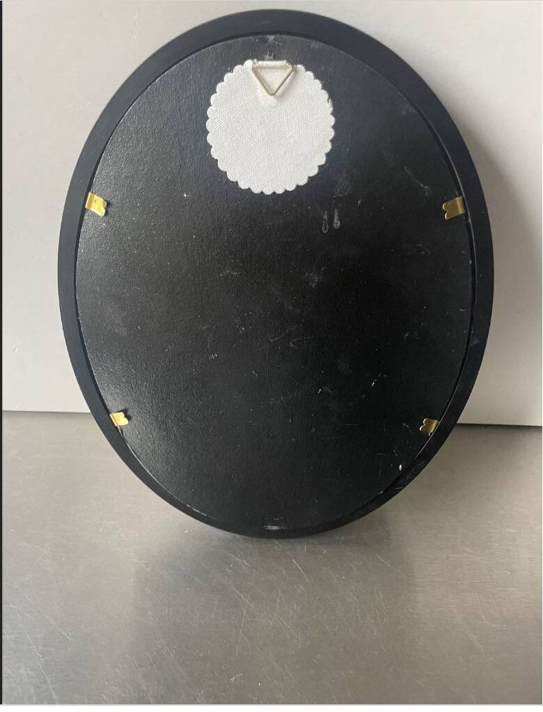 Large Vintage Oval  Bakelite Black Frame with Convex glass 23.5 cm x 18.5 cm