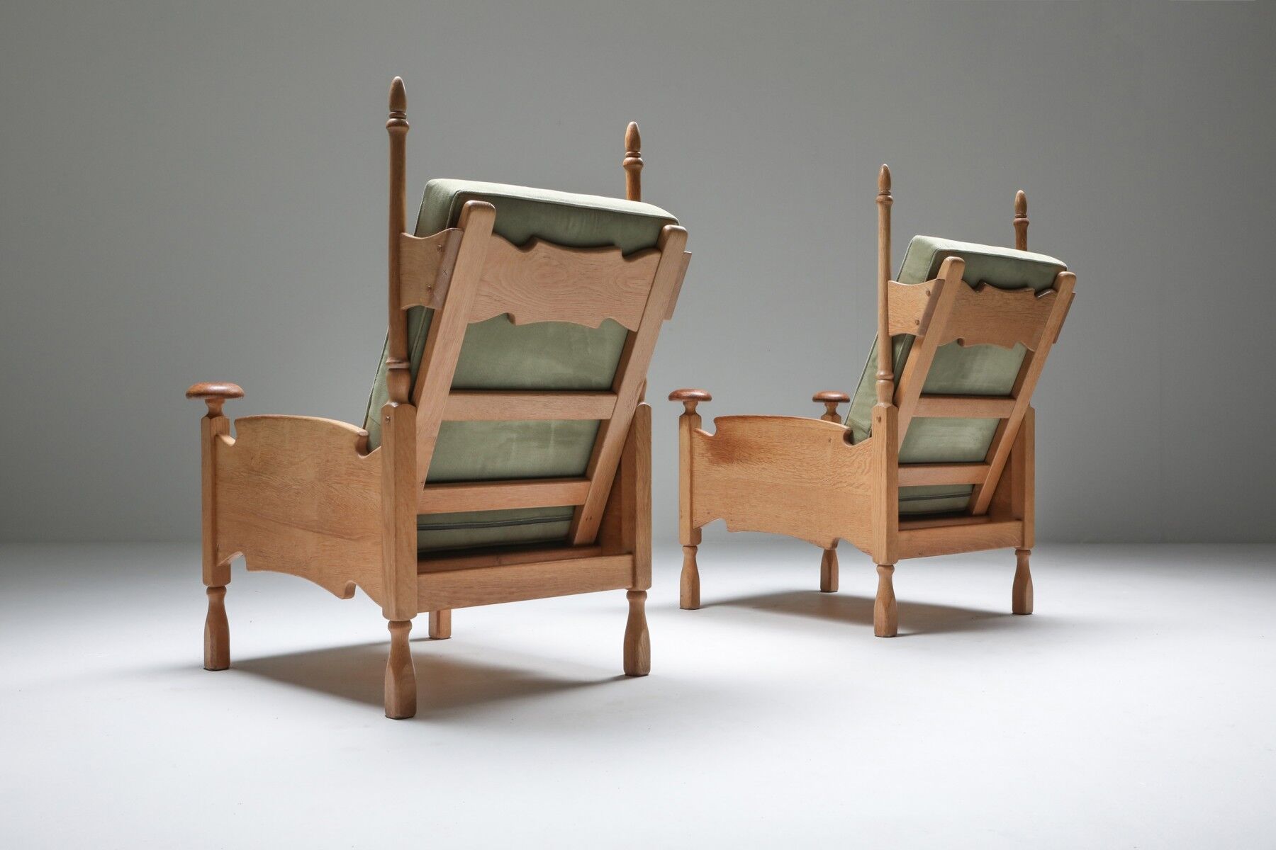 Throne long chairs in natural oak - 1950s