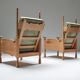 Throne long chairs in natural oak - 1950s