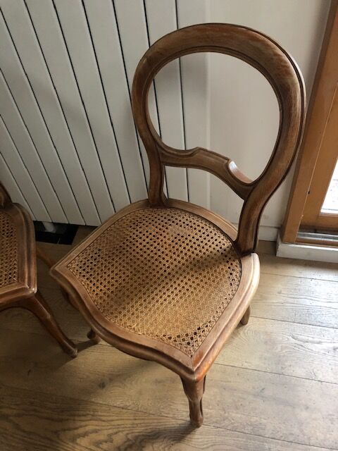 Set of 2 Louis Philippe chairs wood and cannage