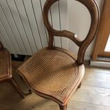 Set of 2 Louis Philippe chairs wood and cannage