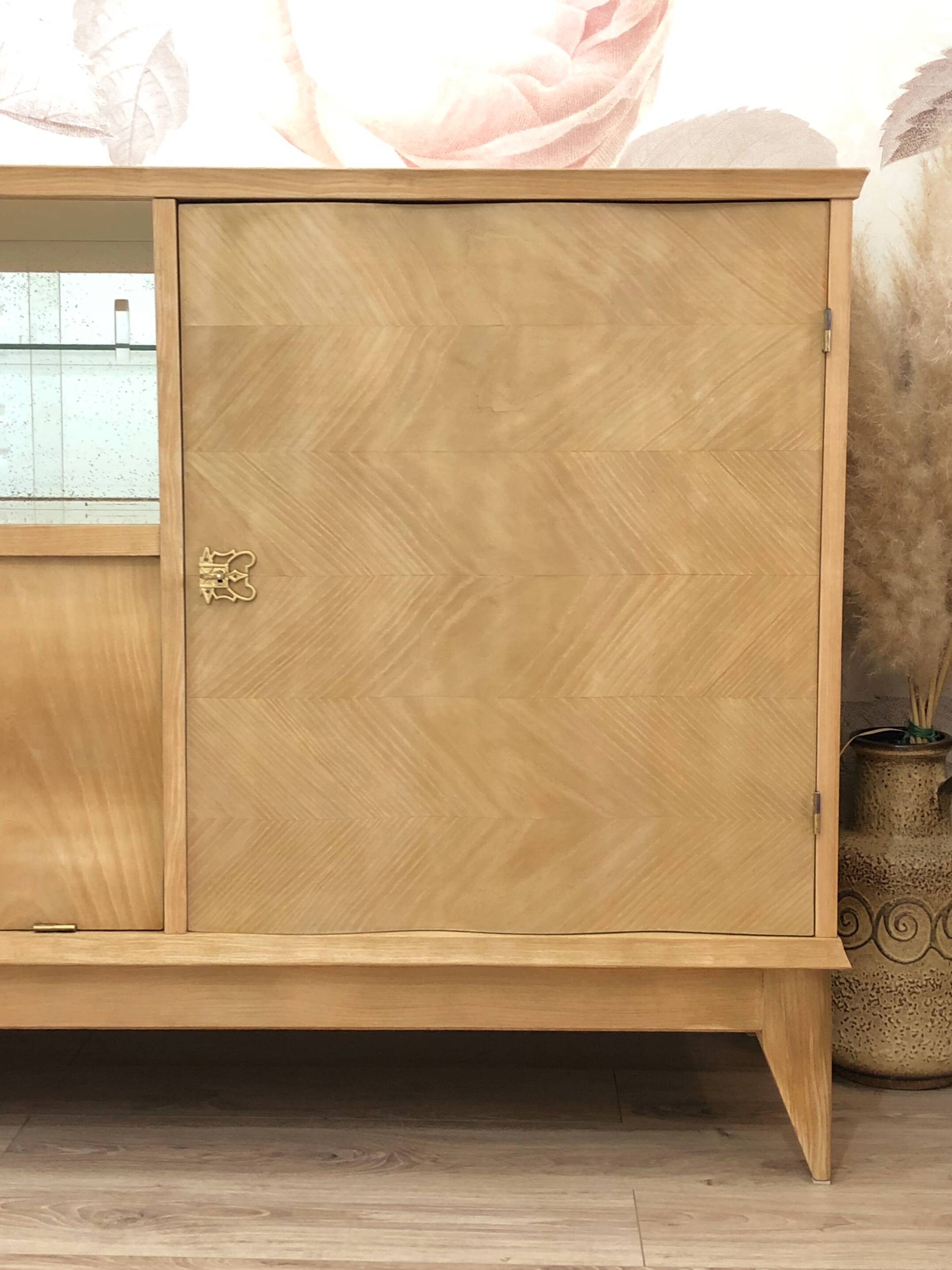 1960s sideboard with beautiful chevron marquetry