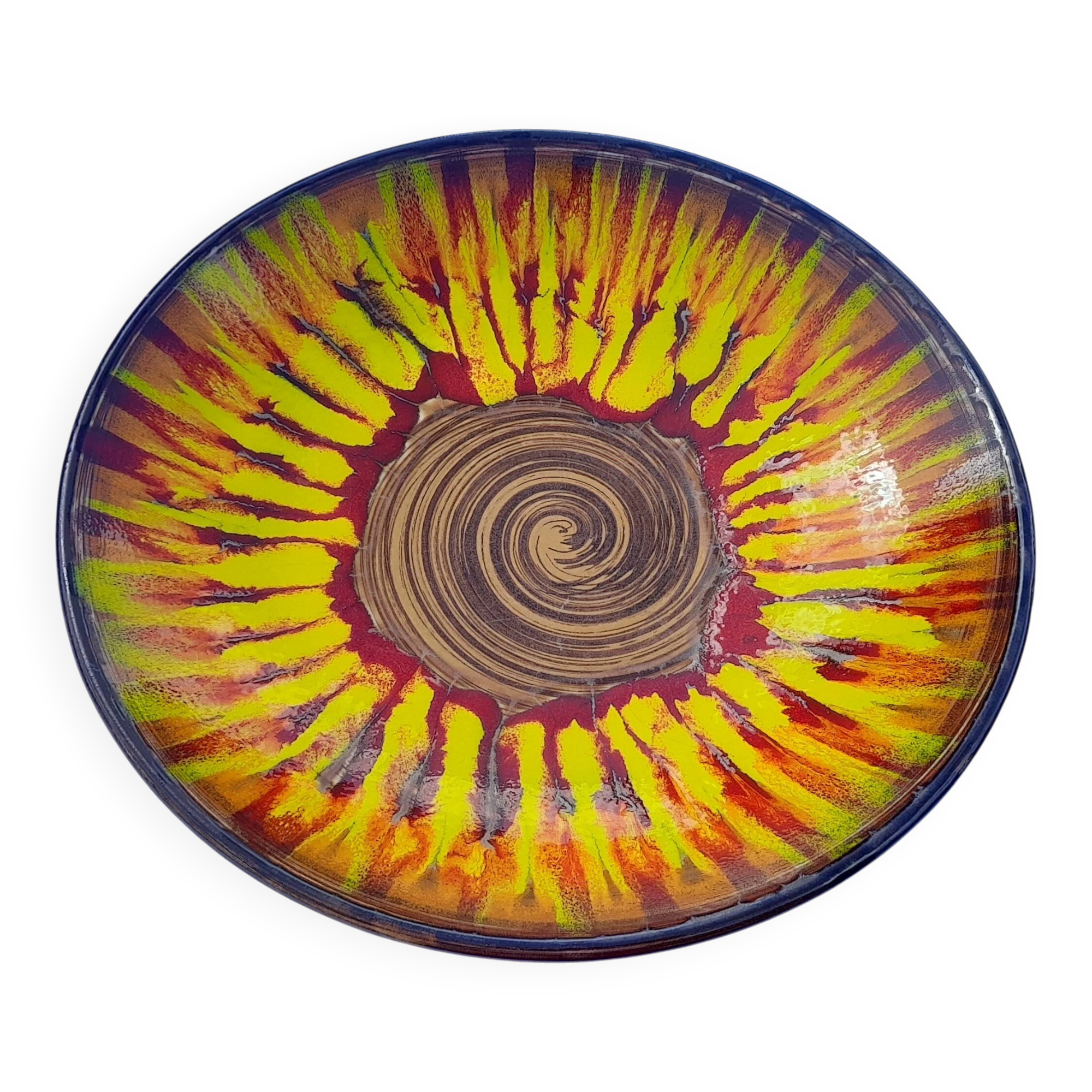 Hand-painted Saint Clément deep dish, diameter 36 cm