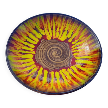 Hand-painted Saint Clément deep dish, diameter 36 cm