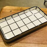 Handmade ceramic grid dish