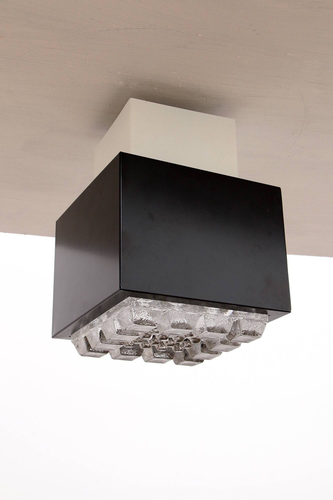Ceiling lamp made of metal with glass, 1960s Sweden.